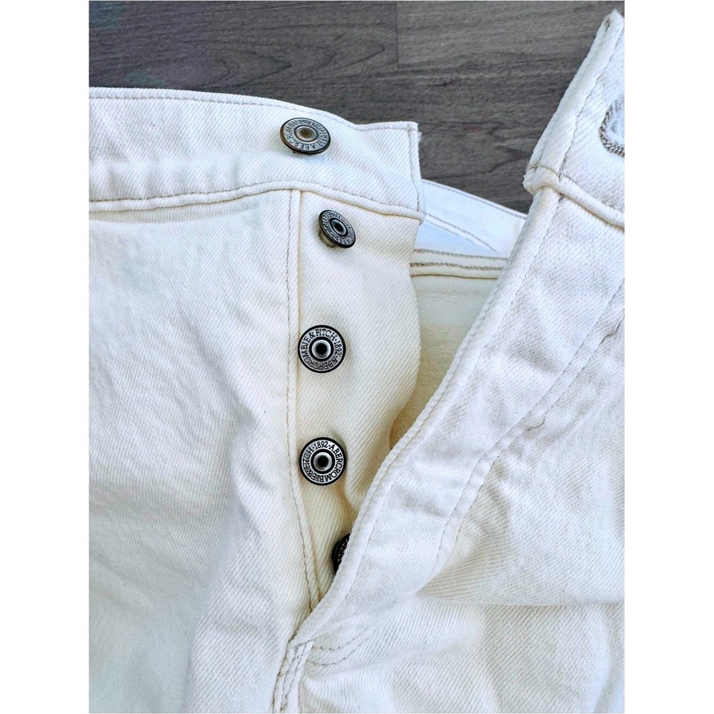 Abercrombie Carpenter Jeans Women 27/4R Cream Curve Love Button Fly - Picture 6 of 8